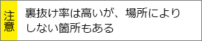 裏抜け率は高いが、場所によりしない箇所もある